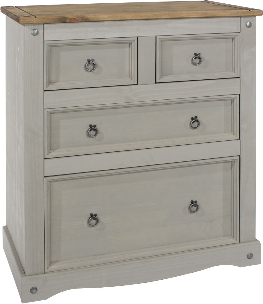 Product photograph of Corona Grey Mexican Pine 2 2 Drawer Chest from Choice Furniture Superstore.